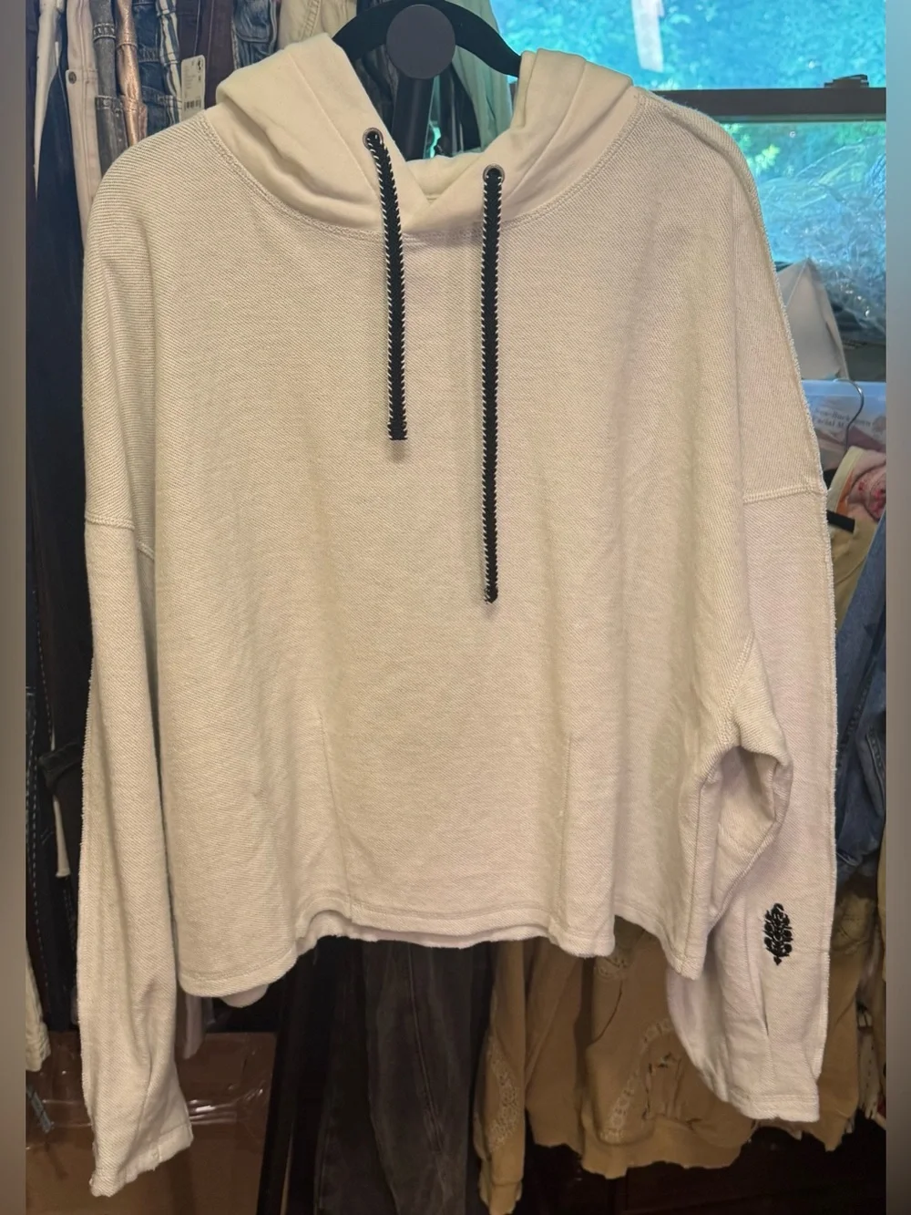 NWT Free People FP Movement End Game Hoodie - white Heather grey combo - small